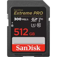 SanDisk Extreme PRO, 512 GB, SDXC, Klasse 10, UHS-II, 300 MB/s, 260 MB/s