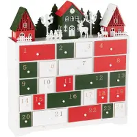 J-Line LED-Deko-Adventskalendar in Rot/ Grün/ Weiß - (B)38 x (H)41 cm - onesize