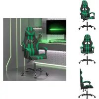 vidaXL Gaming-Stuhl Drehbar Schwarz und Grün Kunstleder - Gaming-Sessel
