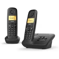 Gigaset A 270 A DUO, Analoges/DECT-Telefon, Kabelgebundenes Mobilteil, Freisprecheinrichtung, 80 Eintragungen, Anrufer-Identifikation, Schwarz