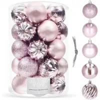 Springos Weihnachtskugeln - - 20 Stk. - Ø 4 cm - Kunststoff - Rosa - Glänzend und Matt