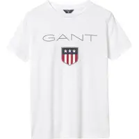 Gant Jungen T-Shirt - Teen Boys SHIELD Logo, Kurzarm, Rundhals, Baumwolle, uni Weiß / 170