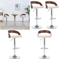 vidaXL Barhocker 2 Stk. Cremeweiß Kunstleder und Bugholz - Barstuhl - Barstühle - Stuhl - Stühle