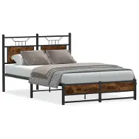 vidaXL Bettgestell ohne Matratze Räuchereiche 120x190 cm Holzwerkstoff