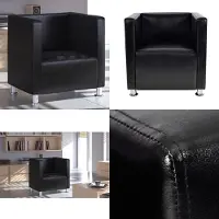 vidaXL Würfel Sessel Schwarz Kunstleder - Sessel - Barsessel - Armlehnsessel - Loungesessel