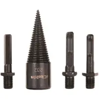 GEKO | Holzspalter Bohrer, 32mm, Bohrkegel Holzspalter, für Brennholz Holzspalter Bohrmaschine Stufenbohrer, Spaltbohrer mit Adapter Set