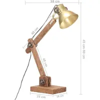 vidaXL Schreibtischlampe Industriestil Messing Rund 58x18x90 cm E27