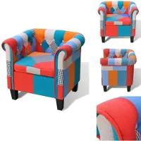 vidaXL Sessel mit Patchwork-Design Stoff - Sessel