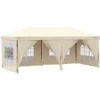 The Living Store Partyzelt Faltbar mit Seitenwänden Creme 3x6 m
