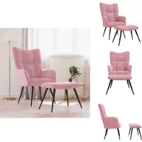 vidaXL Relaxsessel mit Hocker Rosa Samt - Sessel