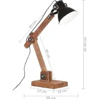 vidaXL Schreibtischlampe Industriestil Schwarz Rund 58x18x90 cm E27
