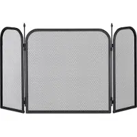 Relaxdays Funkenschutzgitter Stahl, dreiteiliges Gitter gegen Funkenflug, Kamin Funkenschutz, HxB 52,5 x 97 cm, schwarz