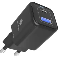 Icy Box IB-PS1020-PD, 2 Port USB 20 W Schnellladegerät für Mobilgeräte, 1x Type-C PD 3.0 Anschluss, 1x USB Type-A QC 3.0 Anschluss, Drinnen, AC, 12 V, Schwarz