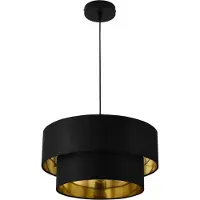 Lux.pro Hängeleuchte Lopar E27 Deckenleuchte Hängelampe 40 cm Metall Stoff Schwarz-Gold