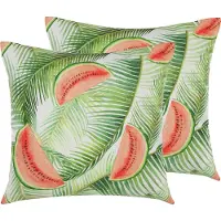Beliani Gartenkissen 2er Set bunt 45 x 45 cm aus Polyester mit Blättermuster Quadratisch Garten/ Balkon /Terrasse modernes Design