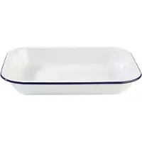 Multi Fad 1.9 ltr 28x23x4.5 cm Emaljebelagt st?l Hvid/Bl? kant,1 stk