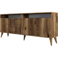 Skye Decor , Milan 524 - Walnut, Wohnzimmermöbel-Set, Nussbaum, 100 % MELAMINBESCHICHTETE SPANPLATTEN, 180 x 35 x 78,6 cm