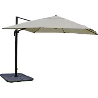 Mendler Gastronomie-Ampelschirm MCW-A96, 3,5x3,5m (Ø4,95m) Polyester Alu/Stahl 25kg creme-grau mit Ständer