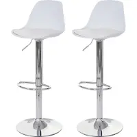 Mendler 2er-Set Barhocker MCW-B14, Tresenhocker Barstuhl Drehhocker, Kunstleder weiß