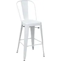 Mendler Barhocker MCW-A73, Barstuhl Tresenhocker mit Lehne, Metall Industriedesign weiß