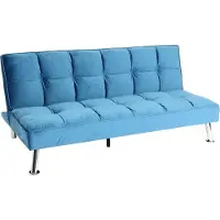 Mendler Sofa MCW-K21, Klappsofa Couch Schlafsofa, Nosagfederung Schlaffunktion Liegefläche 181x107cm Samt, blau