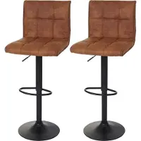 MCW 2er-Set Barhocker MCW-B13, Barstuhl Tresenhocker, WildKunstleder MVG- vintage hellbraun