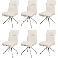 Mendler 6er-Set Esszimmerstuhl MCW-H70, Küchenstuhl Lehnstuhl Stuhl, Stoff/Textil Edelstahl gebürstet