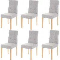 Mendler 6er-Set Esszimmerstuhl MCW-E58, Stuhl Essstühle Stoff/Textil grau, helle Beine