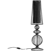 Licht-Erlebnisse Moderne Nachttischleuchte AVEIRO Schwarz Stahl Stoff E27 blendarme Tischlampe Schlafzimmer