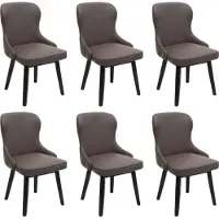 Mendler 6er-Set Esszimmerstuhl MCW-M60, Polsterstuhl Küchenstuhl Lehnstuhl Stuhl, Stoff/Textil Massiv-Holz dunkelgrün-grau