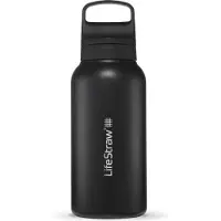 LifeStraw Go Nordic Noir GOST-1L-NOIR Stainless Steel, Wasserflasche mit 2-Stage Filter, 1L