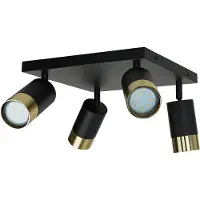 Licht-Erlebnisse Deckenspot Aluminium verstellbar 25 cm breit in Schwarz Gold GU10 4-flammig Deckenstrahler