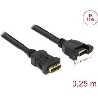 DeLOCK 0.25m 2xHDMI, 0,25 m, HDMI Typ A (Standard), HDMI Typ A (Standard), Schwarz