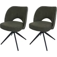 Mendler 2er-Set Esszimmerstuhl MCW-N72, Polster-Küchenstuhl, drehbar Auto-Return, Stoff/Textil (420g/m²) grün