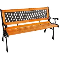 Mojawo Gartenbank Parkbank Massivholz Metall pulverbeschichtet Natur/Schwarz