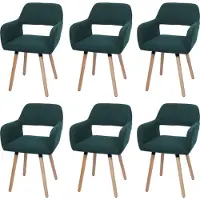 Mendler 6er-Set Esszimmerstuhl MCW-A50 II, Stuhl Küchenstuhl Polsterstuhl, Holz Stoff/Textil Cord (400g/m²) MVG grün