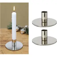 Novaliv 2er-Set Stabkerzenhalter Metall SILBER 10x5cm vintage Kerzenhalter Retro Home Deko