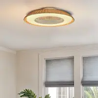 LumenXL Deckenventilator Cakir mit Sterneffekt und einstellbarer Farbtemperatur - Schirm aus Rattan