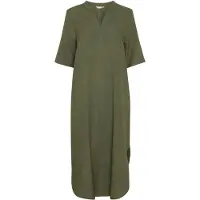 Kaffe Midikleid "Damen Kleid BPkaisey", Damen, Gr. 3XL, N-Gr, grün (grape leaf), Obermaterial: 85% Baumwolle CO. 15% Leinen LI., Kleider Midikleid