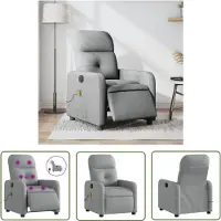 The Living Store Massagesessel Elektrisch Hellgrau Stoff