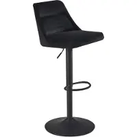 Wohnling Barhocker Samt Schwarz Hocker mit Lehne 86 106 cm Küchenhocker Höhenverstellbar Modern 100 kg Barstuhl Tresenhocker mit Metall-Trompetenfuß