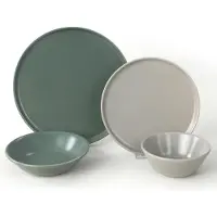 Hermia Concept , TY039124FX90A000000MAET000, Essservices, Keramik-Geschirrset (24-teilig), Grün, Keramik Steinzeug, 15 x 15 x 5 cm