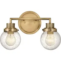 Licht-Erlebnisse Badezimmerlampe Metall Glas B: 37,3 cm IP44 in Messing Antik E27 2-flammig Kugel Schirm Vintage