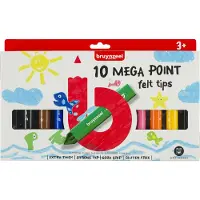 Bruynzeel Kids - Filzstift Kids Mega Point, Set mit 10 Farben