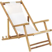 Beliani Liegestuhl Bambusholz mit beigem Bezug 2er Set zusammenklappbar Balkon Terrasse