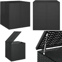 vidaXL Garten Kissenbox PE Rattan 100x97,5x104 cm Schwarz - Kissenbox - Kissenboxen - PE-Rattan-Kissenbox - Aufbewahrungsbox
