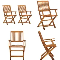 vidaXL Klappbare Gartenstühle 2 Stk. Massivholz Akazie - Gartenstuhl - Gartenstühle - Klappstuhl - Klappstühle