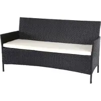 Mendler 3-Sitzer Poly-Rattan Gartenbank Hamar, Sitzbank anthrazit, Kissen creme