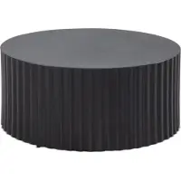 FineBuy Design Couchtisch rund 70 cm Metall Schwarz - Handgefertigter Aluminium Wohnzimmertisch mit Lamellenstruktur - Moderner Sofatisch Wohnzimmer