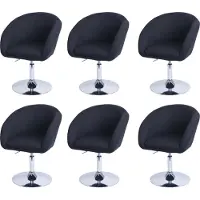 Mendler 6er-Set Esszimmerstuhl MCW-F19, Küchenstuhl Drehstuhl Loungesessel, drehbar höhenverstellbar Stoff/Textil anthrazit